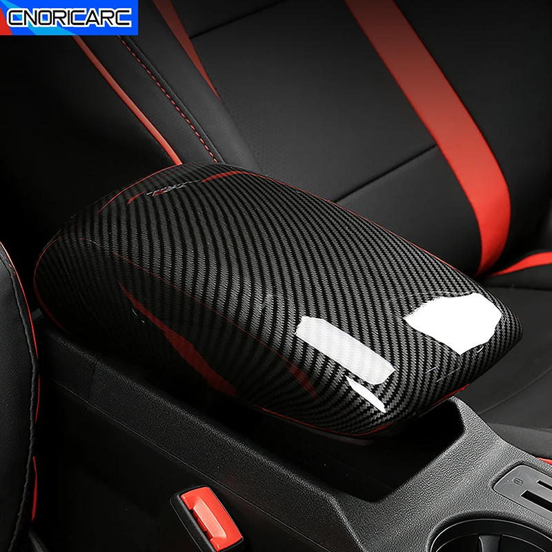 Für audi a3 8v 2013-2020 Carbon Textur Konsole Armlehne Verstauen Aufräumen Box Panel Abdeckung dekorative Verkleidung Innenraum Autozubehör