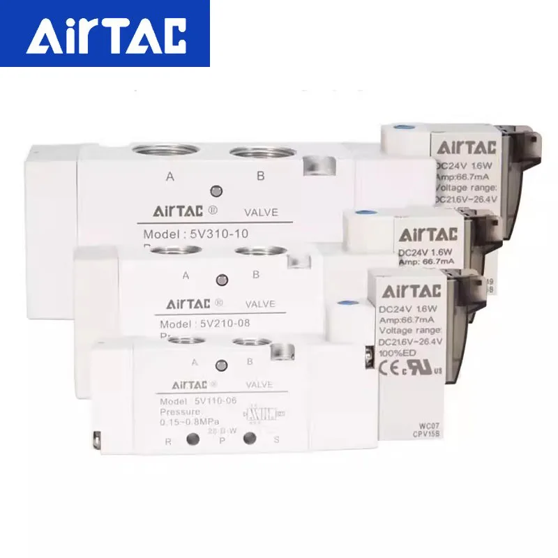 AirTAC original 5V series pneumatic air control valve 5V110-06A/B/C/F/5V210-08 310-10 410-15 solenoid valve directional valve