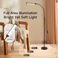 Dimmable LED Floor Lamp Room Decor Bedside Lamps 3 Colors USB Switch Line Control Adjustable Gooseneck Stand Light for Reading