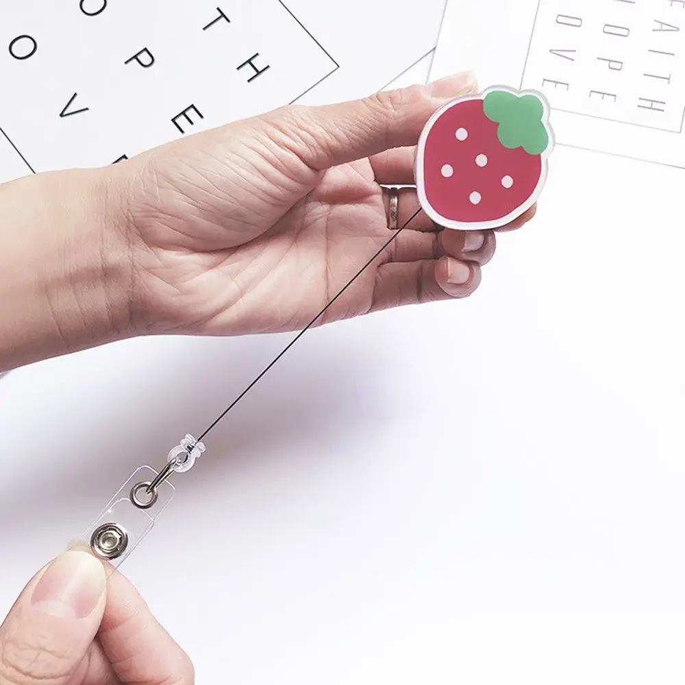 Cute Korea Flowers Student Acrylic Cartoon Nurse Doctor Retractable Badge Reel Name Card Holder Badge Holder ID Card Clips