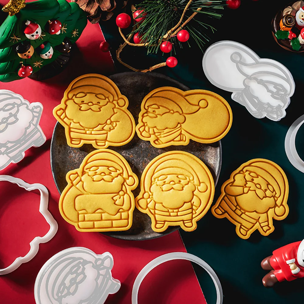 

Cartoon 2025 Christmas Cookie Molds Santa Claus Gift Flip Cookies DIY Baking Tools