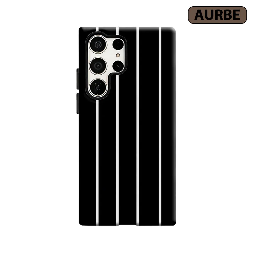 Monochrome Stripes Phone Case For Samsung Galaxy S26 S25 S24 S23 Ultra Plus HD Hard Double Layer Film Cover
