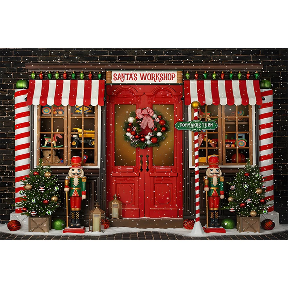 Christmas Backdrops Xmas Winter Snowman Window Burning Fireplace Family Portrait Photography Background Decor Photo Studio Props