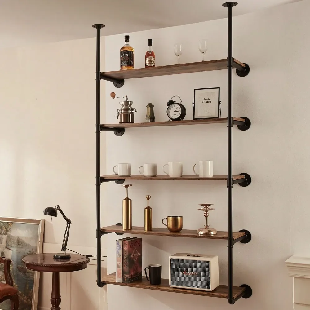 

Square Or Round Pipe Shelf, 5 Tier 24x11.8in Or 9.84in Or 11.8in Or 24x9.84in Or 17.3x11.8in 15.6x11.8in , WallMount Floating R