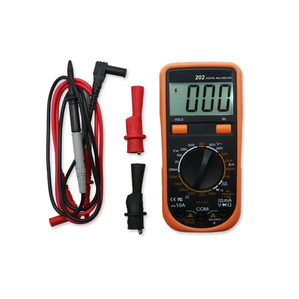 Shahe Hand-held Digital Multimeter Tester With Backlight DC AC Voltage Current Resistance Tester 2000 Counts Large Screen VC202