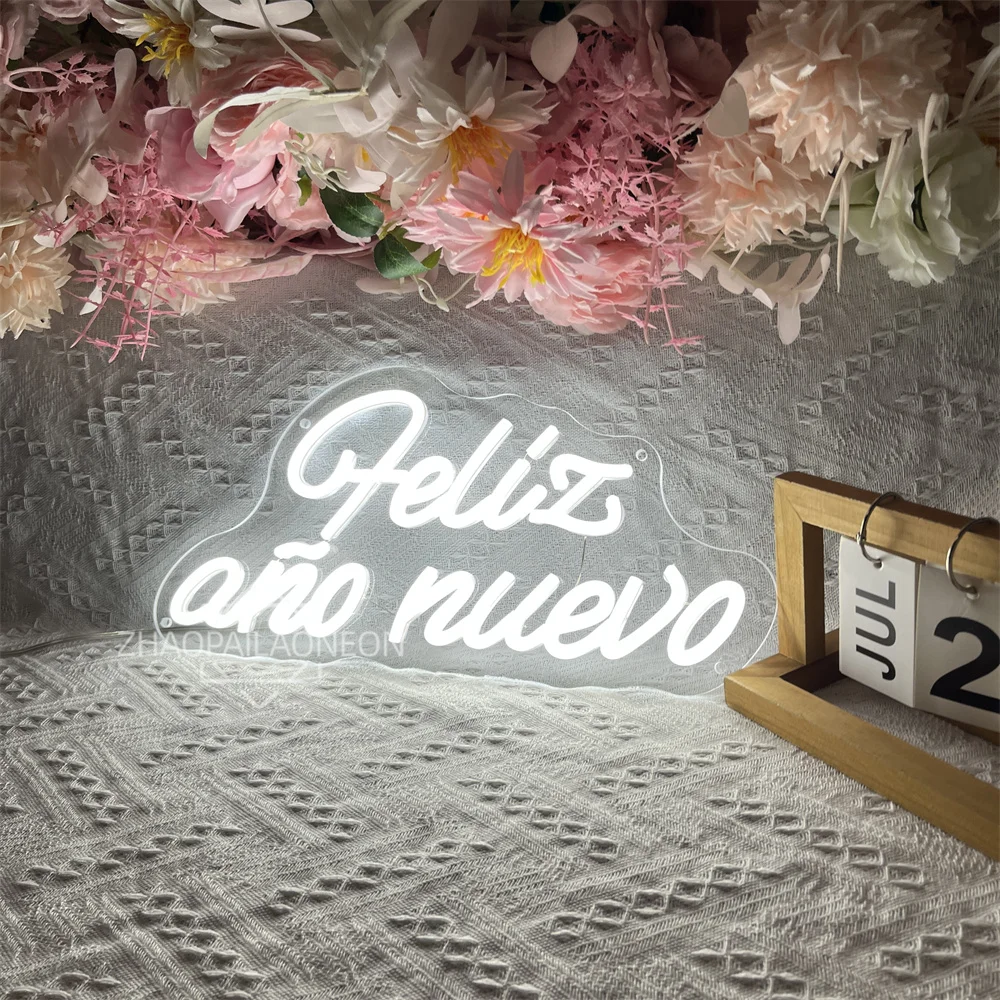 سنة جديدة سعيدة النيون تسجيل 2026 عيد ميلاد سعيد ديكور غرفة نوم المنزل Feliz ano nuevo النيون Led علامات جدار ديكور أضواء الهدايا #3