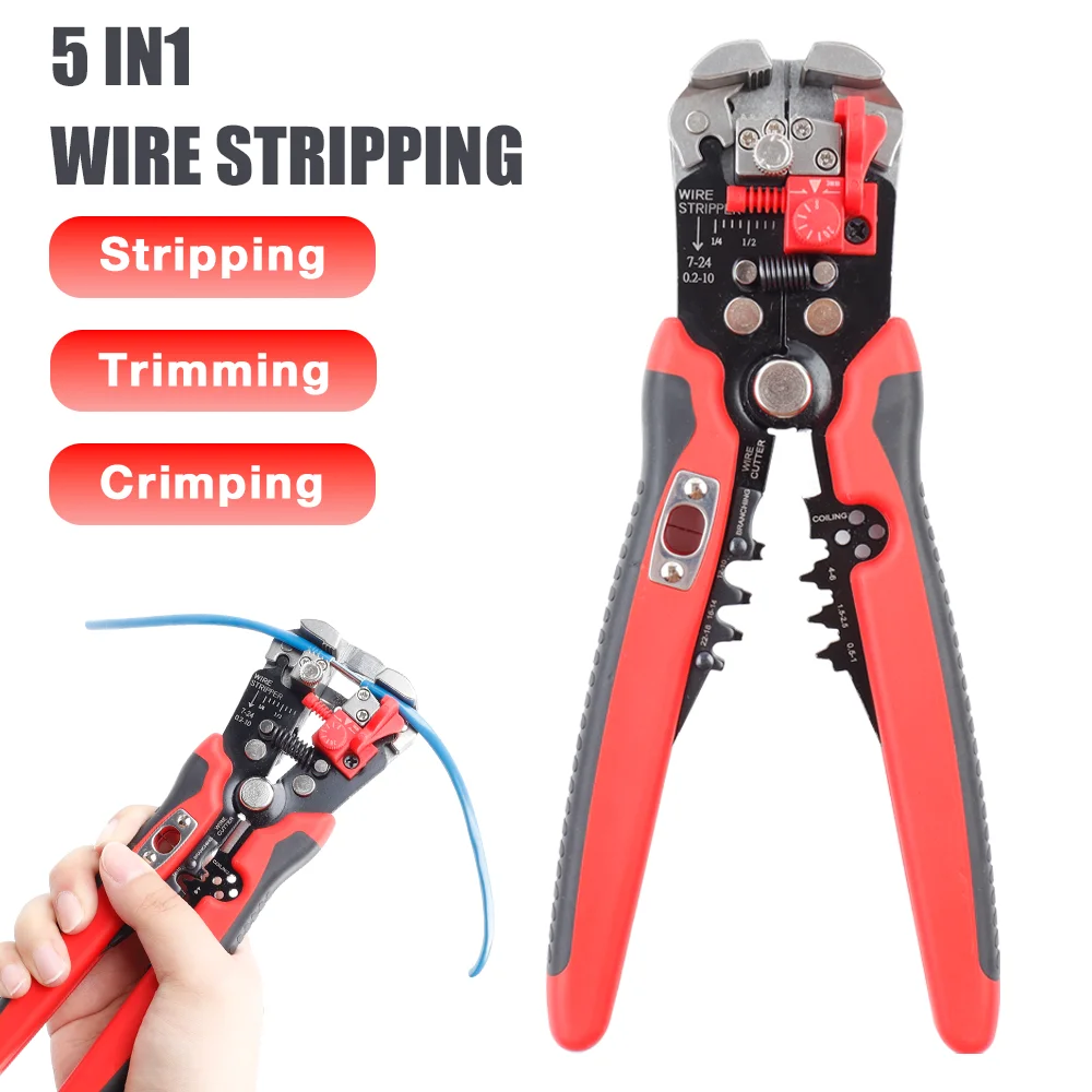 

Многофункциональные плоскогубцы 5 в 1, зачистка проводов, резка проводов, обжим клемм, намотка проводов, разделение проводов, подходят для кабелей 0,2–10 мм², профессиональные инструменты электрика