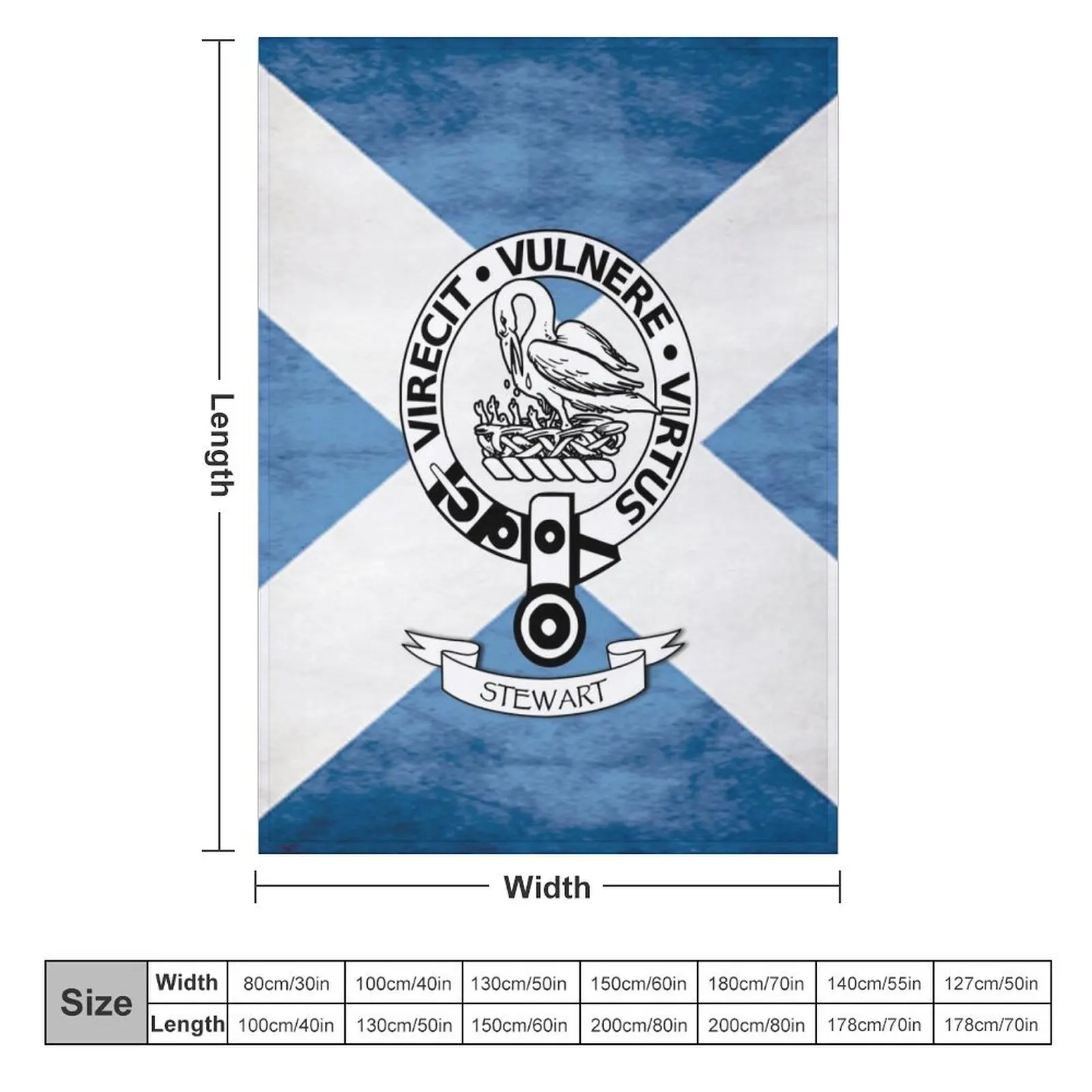 Stewart Family - Scottish Clan Crest Throw Blanket Retros Flannel Fabric bed plaid Fashion Sofas Blankets