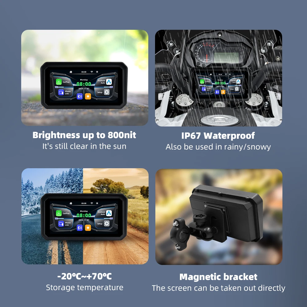 EKIY 6 بوصة واي فاي موتو الملاحة مقاوم للماء أبل Carplay شاشة عرض المحمولة دراجة نارية أندرويد السيارات دراجة نارية GPS