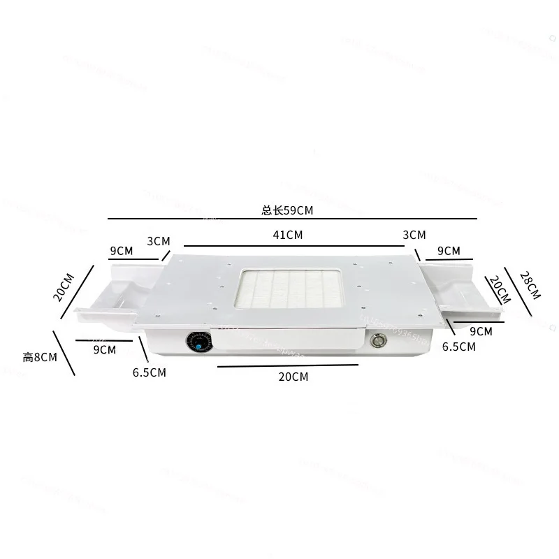 

100W White Four Turbine Speed Adjustable Vacuum Cleaner Embedded, Large Suction Nail Dust Machine
