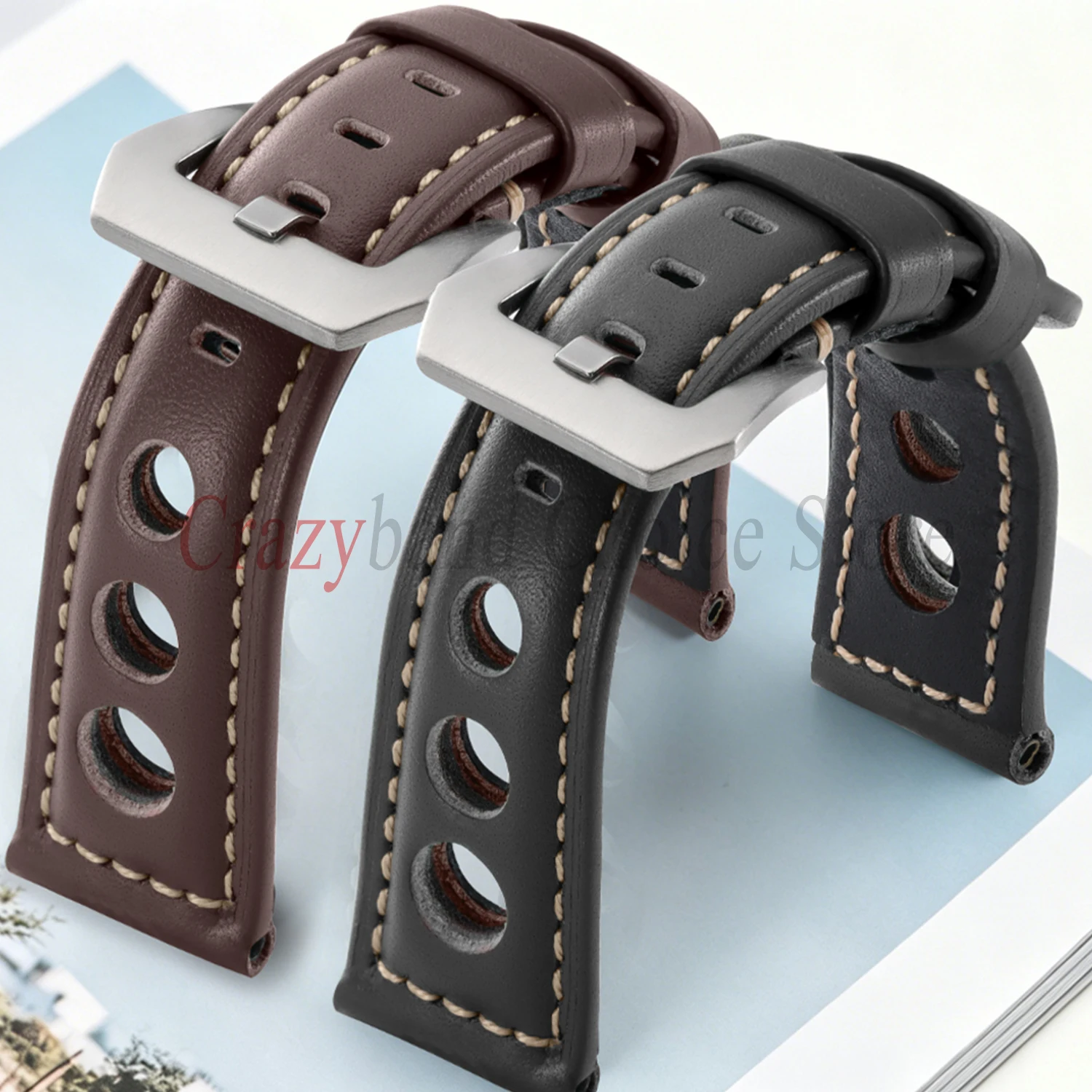Bracelet de montre en cuir véritable, Vintage, universel, pour affaires, 20mm, 22mm, 24mm, 26mm, noir, marron, pour femmes et hommes