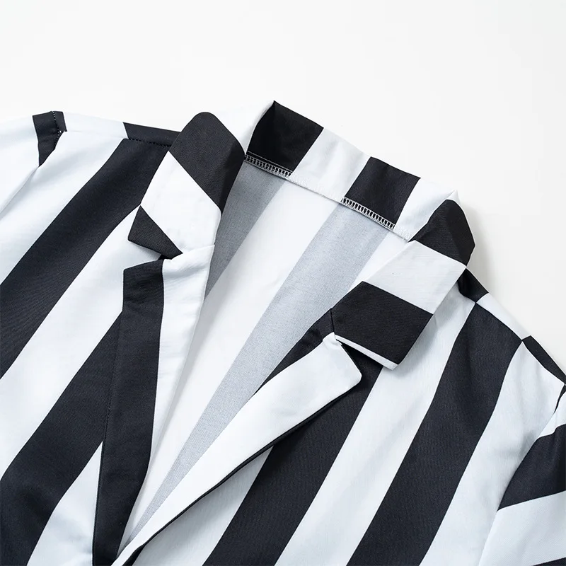 Halloween uomo nero bianco a righe Costume da gioco di ruolo Festival Party esorcista camicia + pantaloni + cravatta Costume Cosplay.