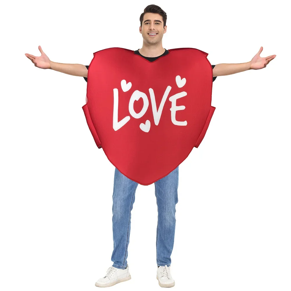 

Красный костюм сердца любви на день Святого Валентина, свадебная вечеринка, косплей, одежда для взрослых