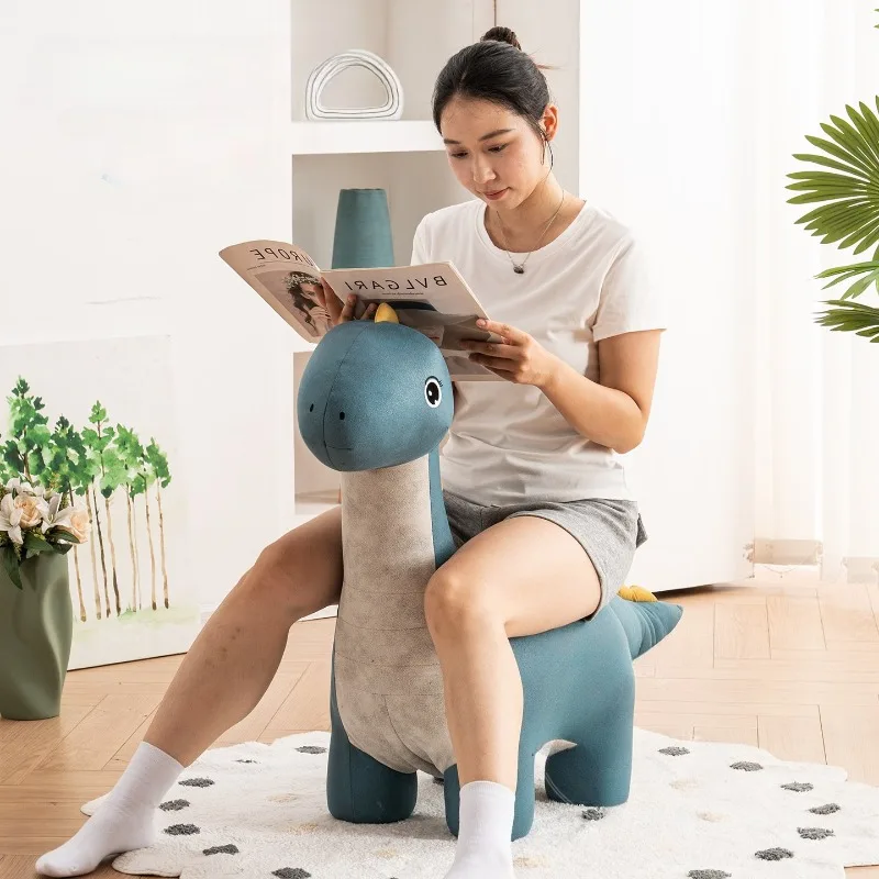 Dinosaur Wooden Children's Stools Cute Creativity Shape Chair with Soft Living Room Waterproof Durable Stool Children Furniture