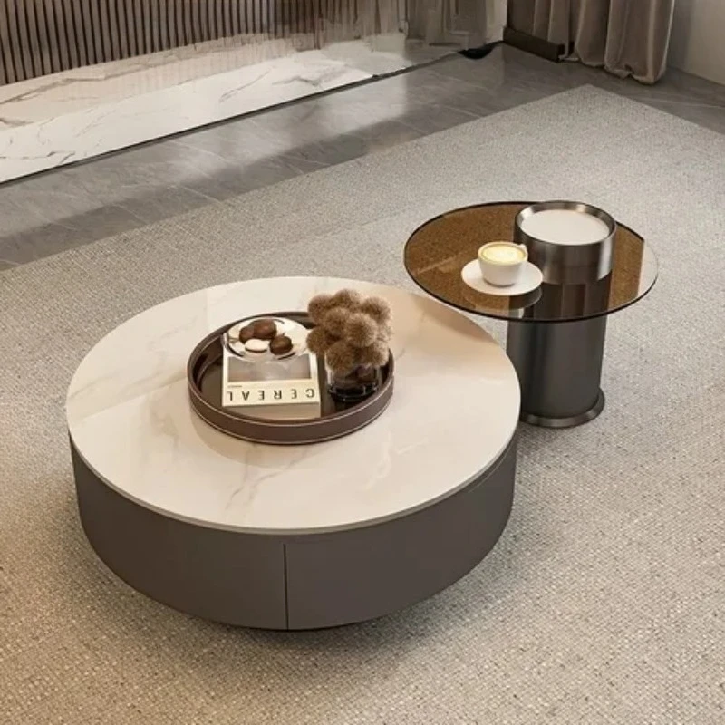 

Minimalist Simple Coffee Table Designer Furniture for Room Cabinets Round Nordic Living Modern Storage Drawers Mesa Centro Side