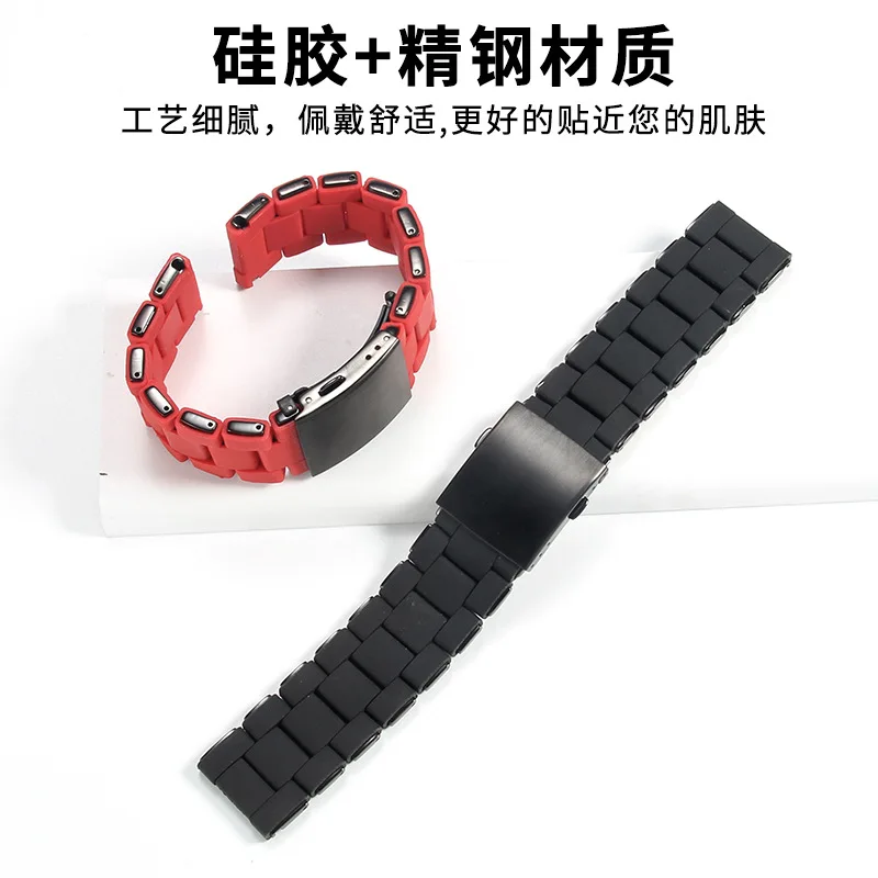 24/26/28 мм твердый браслет из нержавеющей стали для Diesel DZ7396 DZ7370 DZ4289, ремешок для часов со стальным корпусом и резиновым покрытием, металлический ремешок
