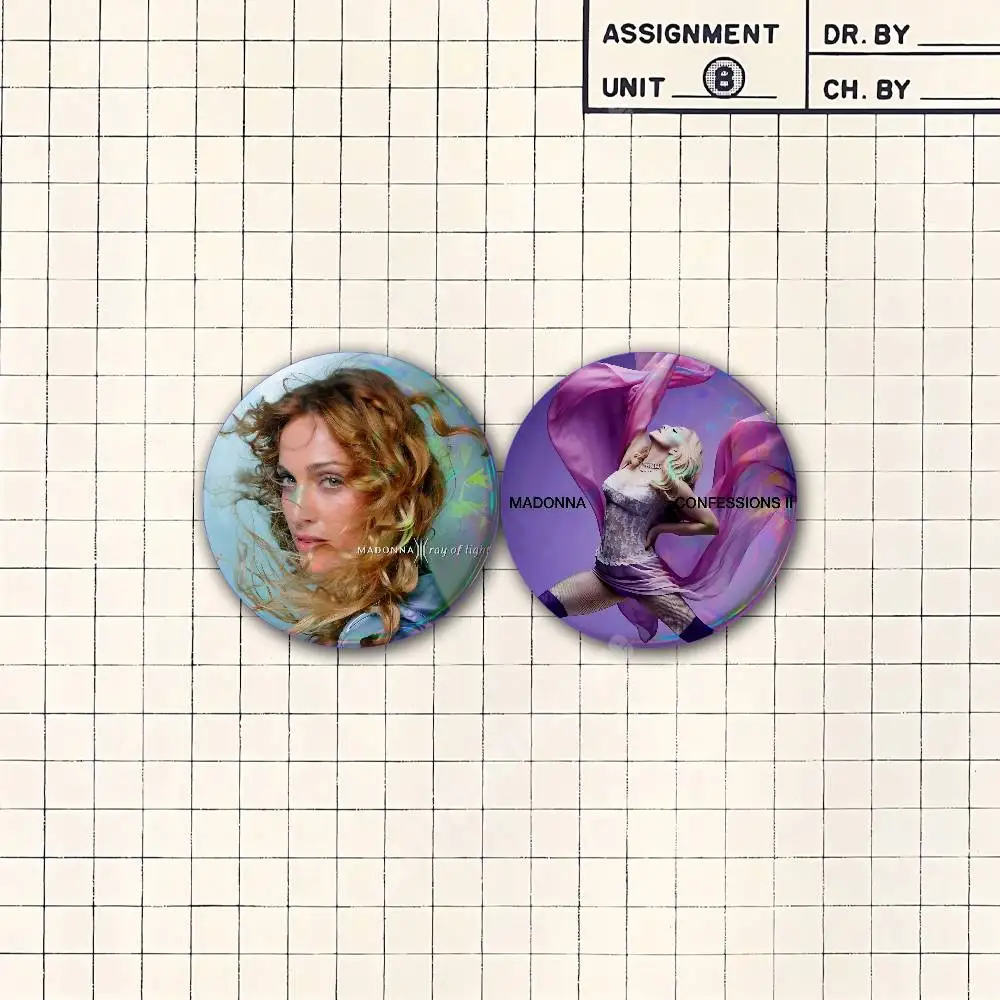 M-Madonna C-Confessions 2 Button Badge 2PC Sets for Bags & Clothes & Accessories Metal Pin Stylish Decoration