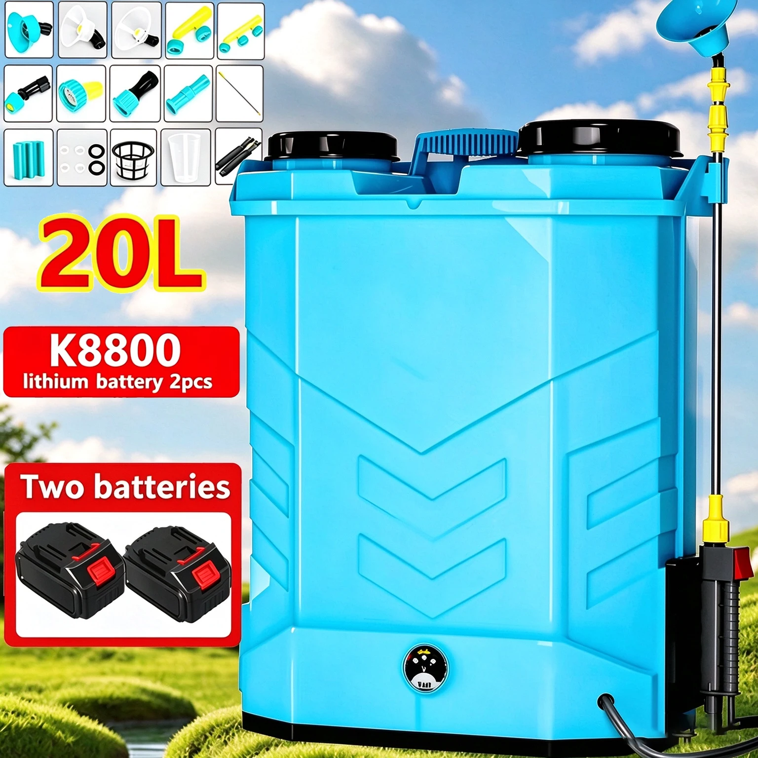 DWiusty 20L Elektrischer Sprüher 75 PSI Große Kapazität Geeignet für Gärten, Rasenflächen und Bewässerung Rucksacksprüher Kompatibel mit Makita 21V Akku-Werkzeugen