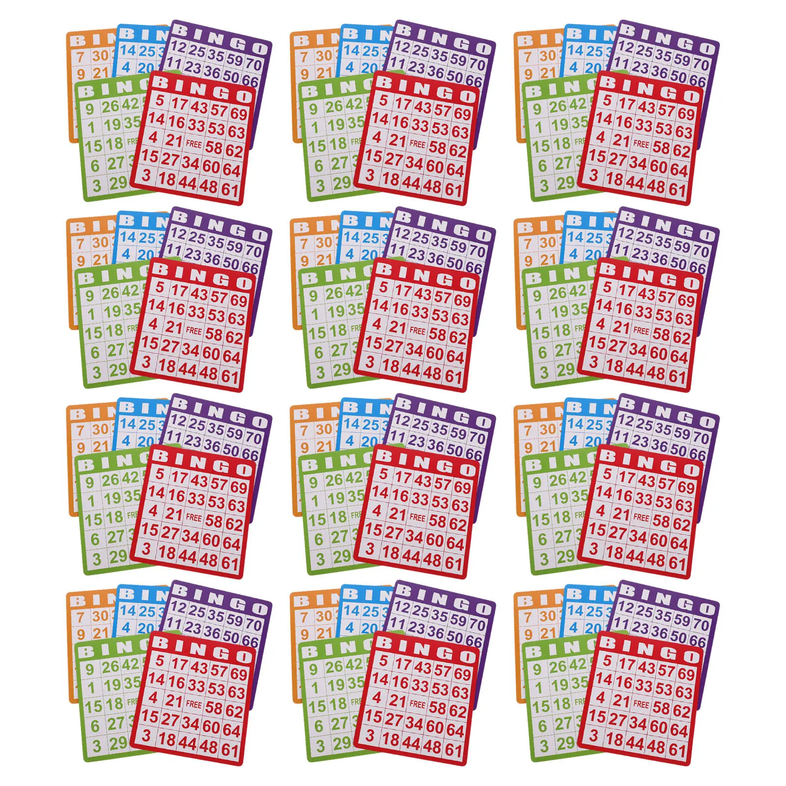 

100pcs Five-Color Bingo Cards Paper Game Sheets For Family Party Fun Educational Plaything - Summer Carnival Tea Party Games