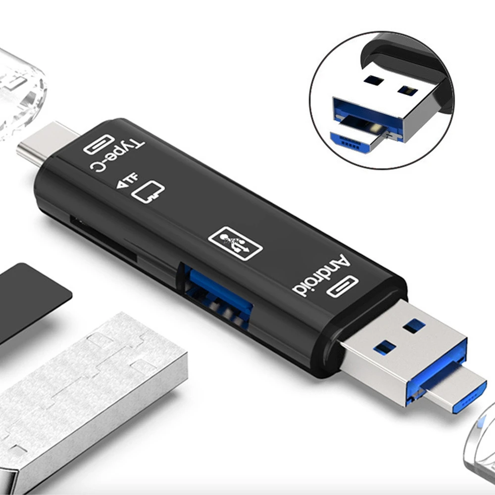 

Hot 5 in 1 Type C / USB/Micro USB Hub SD TF Memory Card Reader OTG Adapter Connector High Speed Memory Card Reader Dropshipping