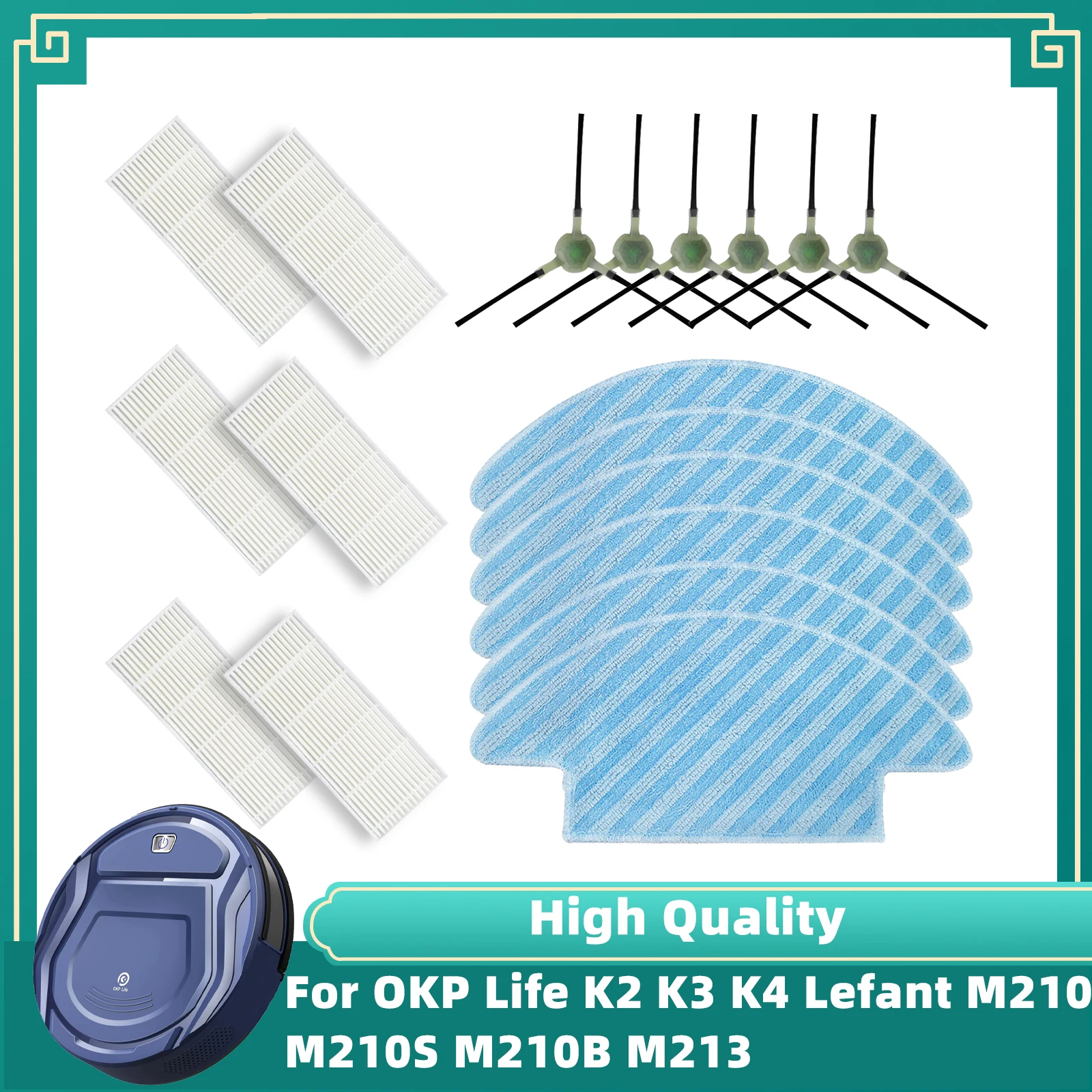 Spare Parts for OKP Life K2 K3 K4/Lefant M210 M210S M210B M213 Robot Vacuum Cleaner Side Brush Hepa Filter Mop Rag Accessories