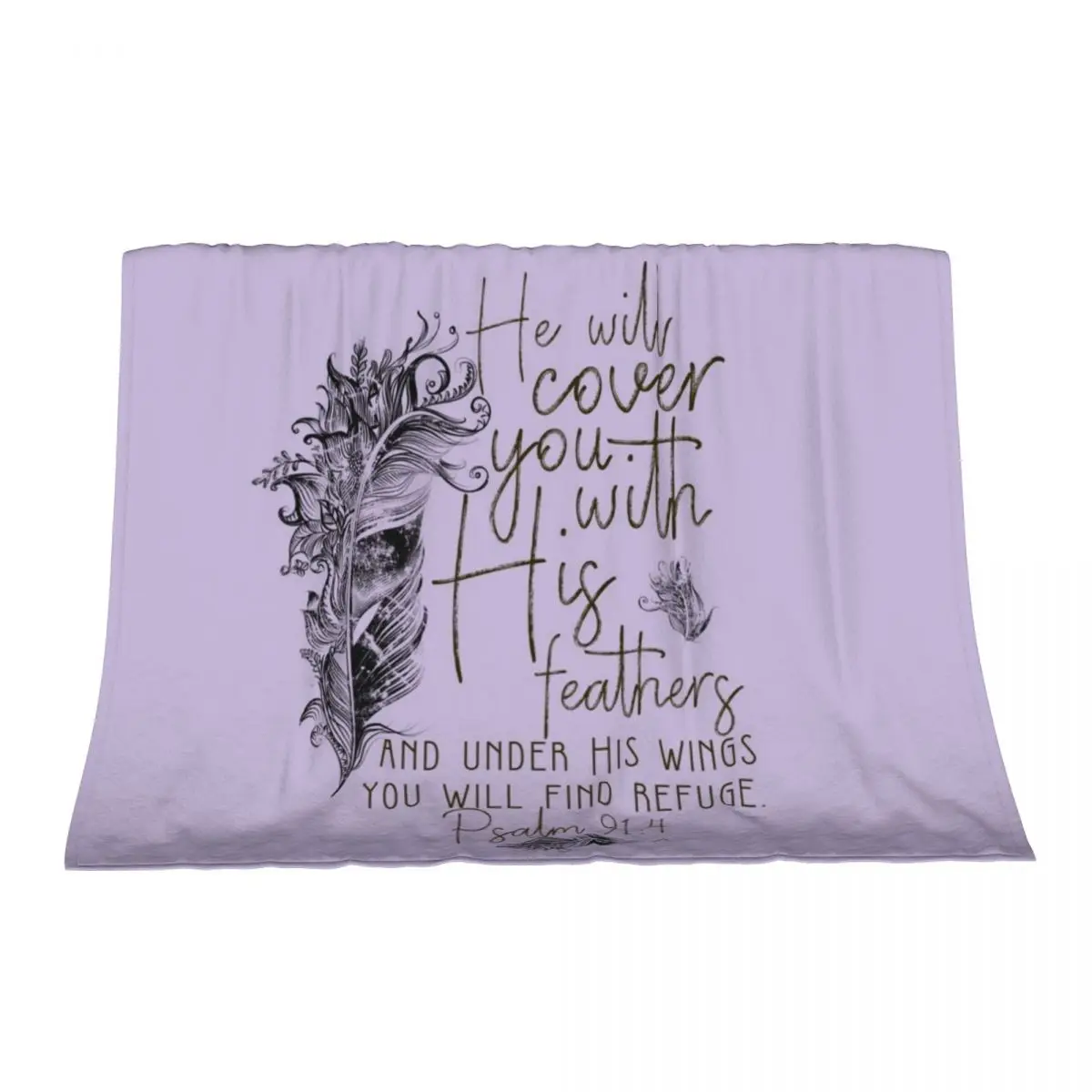 

Psalm 91:4 Bible Scripture Feather Design Throw Blanket Soft Blankets For Bed Furry Blankets