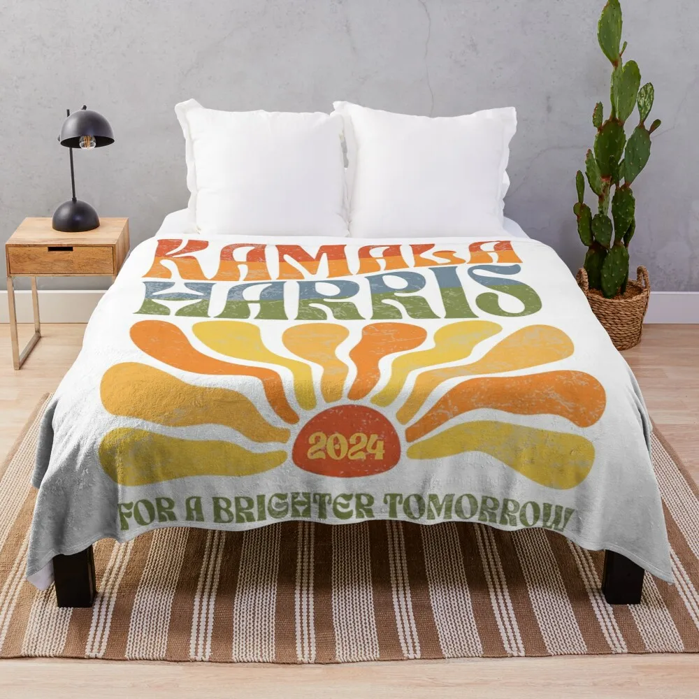 Kamala Harris For A Brighter Tomorrow 2024 Boho Aesthetic Throw Blanket Baby Stuffeds Blankets