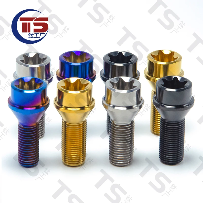 TS 1 lot=20pcs Titanium Alloy Automotive Wheel Titanium Alloy Modified Screws M12X28X1.5/1.25mm/M14X28X1.25/1.5mm Hub Screws