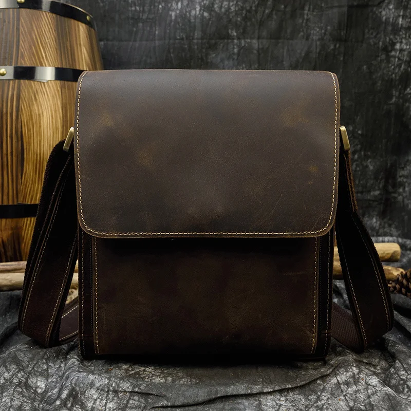 Imagem -02 - Bolsa de Couro para Homens Bolsa Transversal Masculina Bolsa Grossa Mensageiro Bolsa de Ombro de Uso Diário Moda de Qualidade Superior