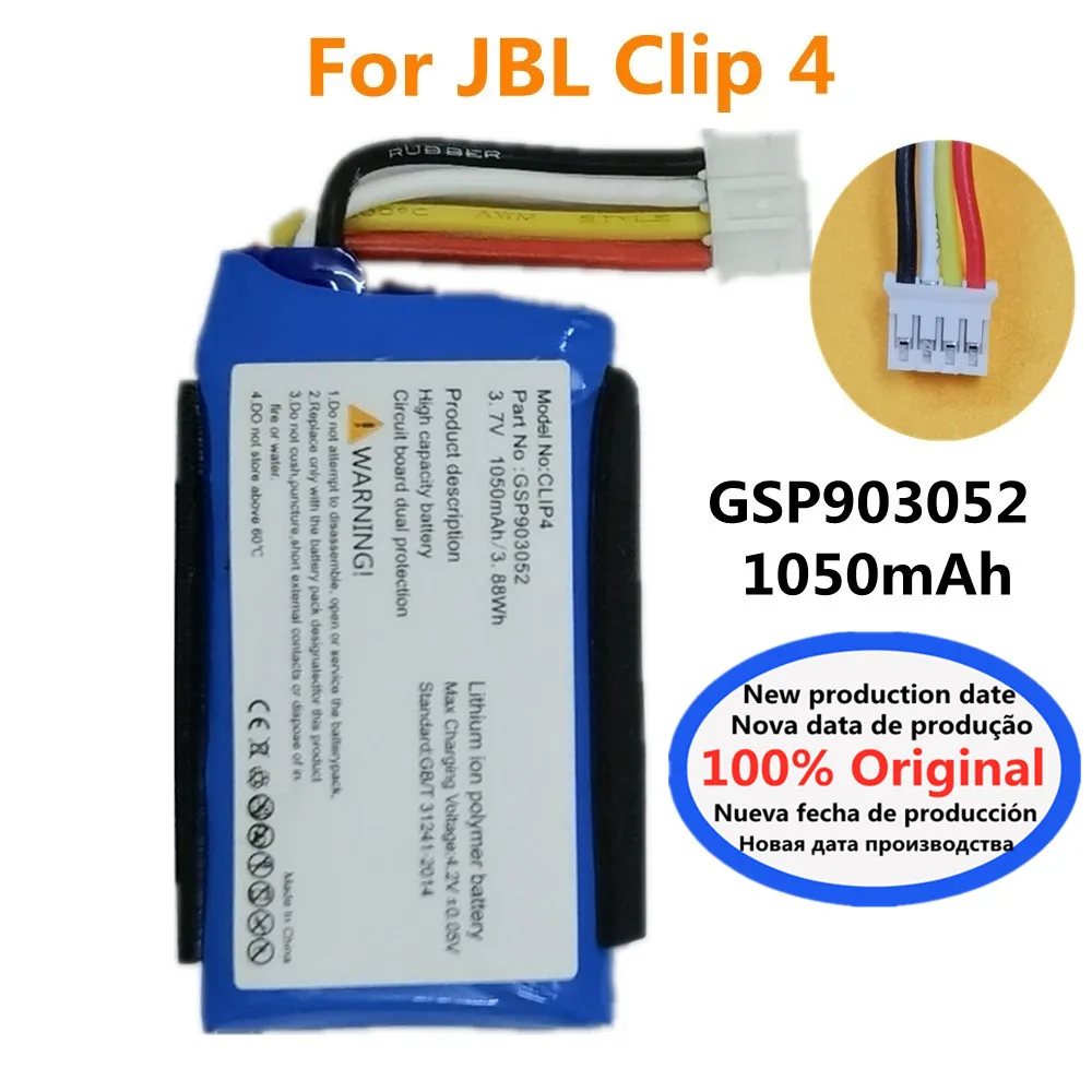 Nowa Oryginalna Bateria Bluetooth Do JBL Clip 4 Clip4 GSP903052 Bateria Głośnika 1050mAh Bateria Batteri Dostępna Od Ręki