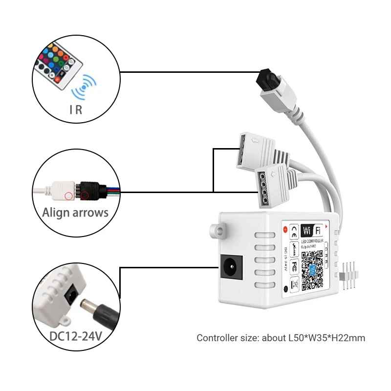 12-24V LED Colorido Faixa de Luz 24 Teclas IR Remoto Para Wifi Smart RGB Dimmer Controller Música Timing Voz APP Controle Com