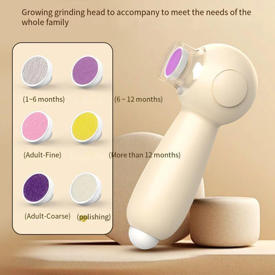 Lucidatore elettrico per unghie 6 teste per levigare le unghie con due velocità di assistenza per l'illuminazione della forbice per lucidare le unghie