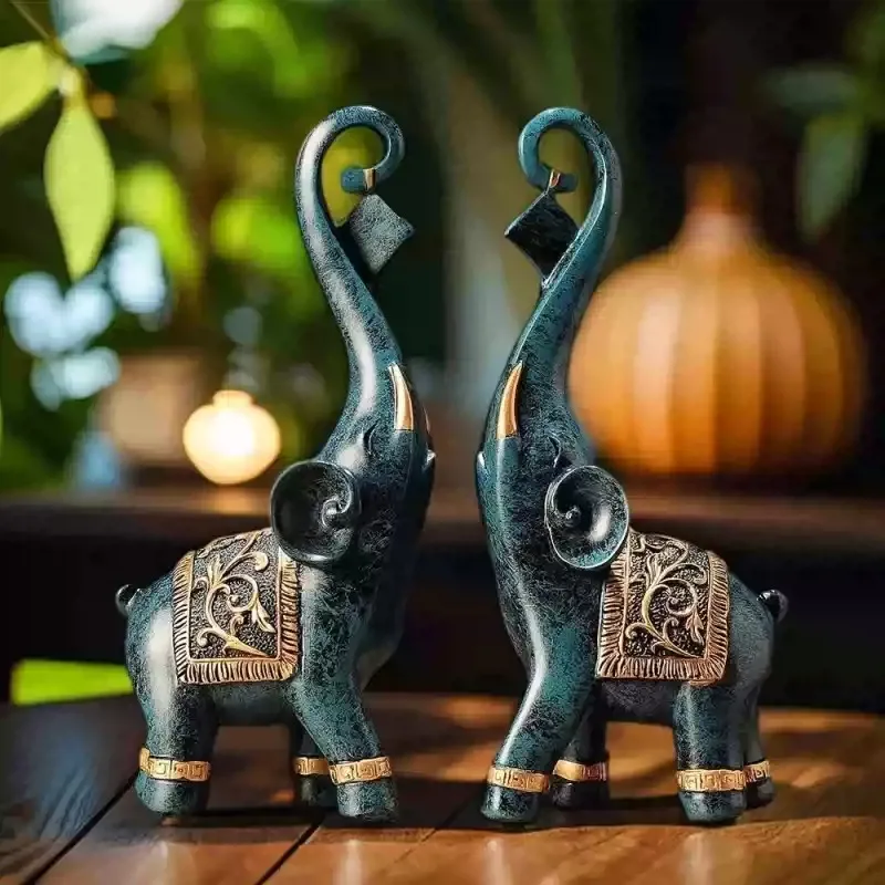 Elephant Statue Home Decor Figurine For Entryway Wine Cabinet Opening Creative Gift