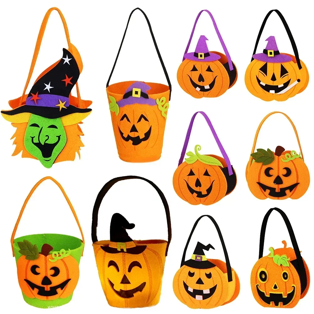 Halloween Trick or Treat Bucket Pumpkin Candy Bags Collapsible Halloween Basket for Thanksgiving Party Gift Basket