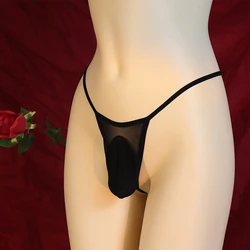 Sissy See Through Mini G-string Ball Pouch T-back Thongs Male Sheer Mesh Underwear Soft Briefs Transparent Panties Underpants