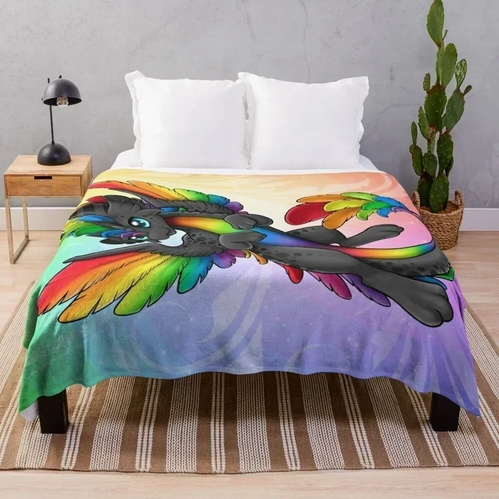 

Zen 'Black Rainbow' Dragon Throw Blanket Easy Care Comfortable Blanket for Couch