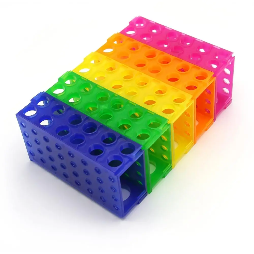 

Heathrow Scientiic HS29022G Interlocking 4 Way Tube Rack, Polyprone, Assorted Col(Blue, Green, Pink, Yellow, Orange), Pack o 5
