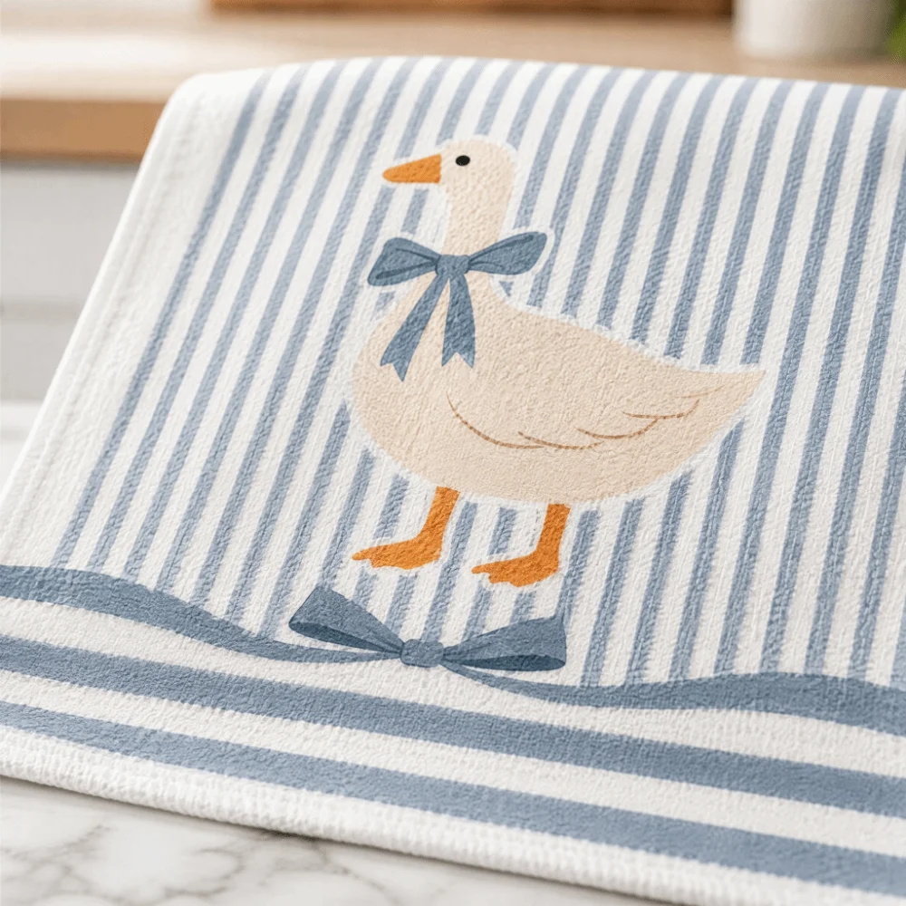 2pcs 16X24 Inches Decorative Hand Towels Absorbent Striped Printed Hanging Kitchen Towels Lemon Vase Blue Hydrangea‌