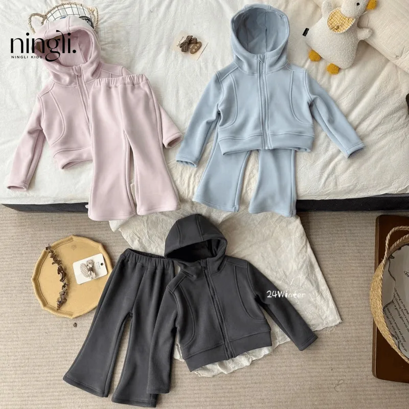 

Splicing Hooded Sweatshirt Pants 2 Piece Set Autumn Winter Korean All-match Solid Color Simple Casual Fashion Trendy Hoodie Set