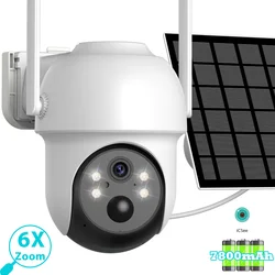 6x Zoom Solar PTZ Camera HD Outdoor WiFi Wireless IP Camara Solar Panel Security Built in Battery PIR Human 4MP iCsee