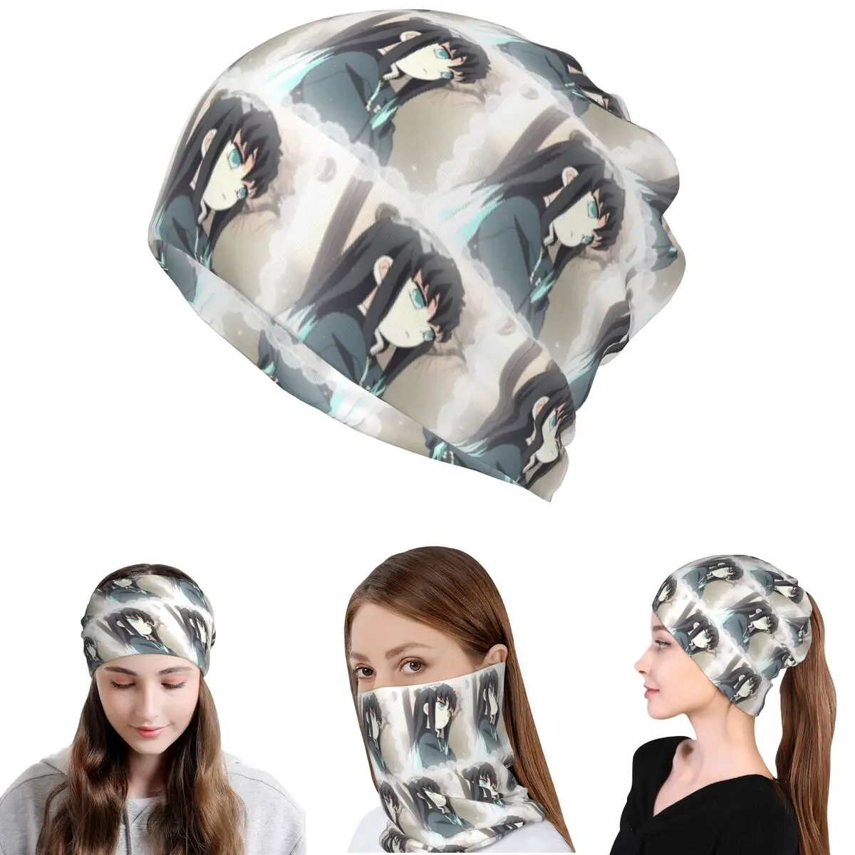 Muichiro Tokito Bandana, Halstuch, Wickelschal, warme Sturmhaube, Mütze, Unisex, für Erwachsene, winddicht