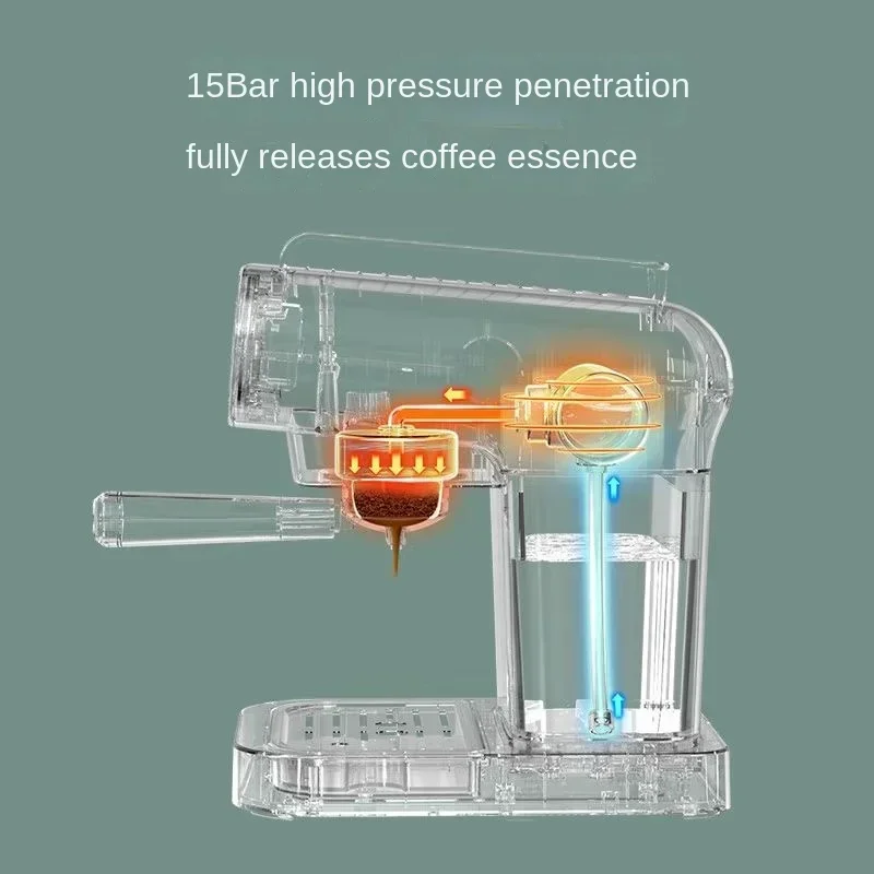 Coffee Machine Household Retro Italian Pump-pressed 15Bar High-pressure Jet Can Make Milk Foam 1.2L Water Tank KFJ-B12X1