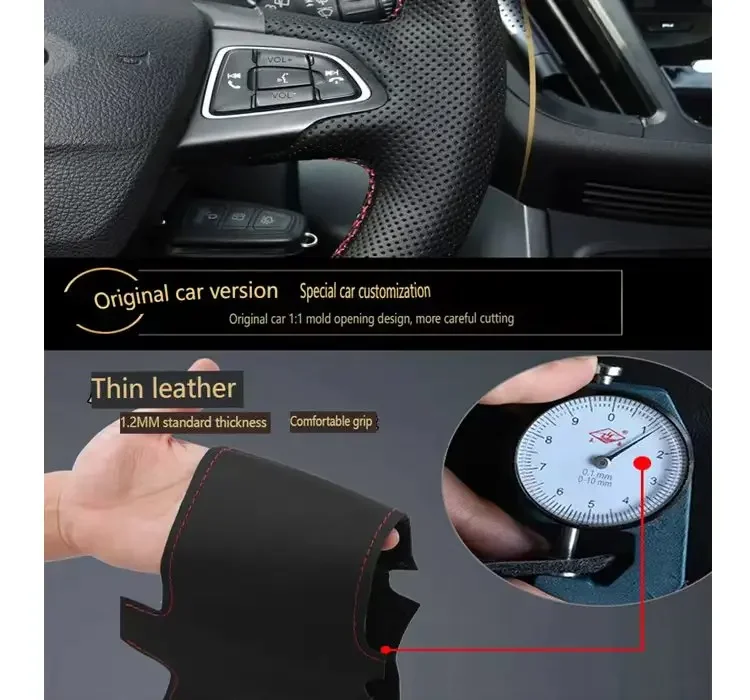 Customized Car Steering Wheel Braid Cover Hand Sewing Microfiber Leather For Ford Ranger 2016 2017-2019 Everest 2016-2019