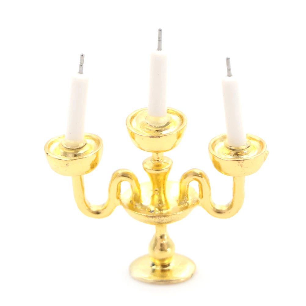 1/12 Doll House Miniature Mini Candlesticks White Candles DIY Accessories