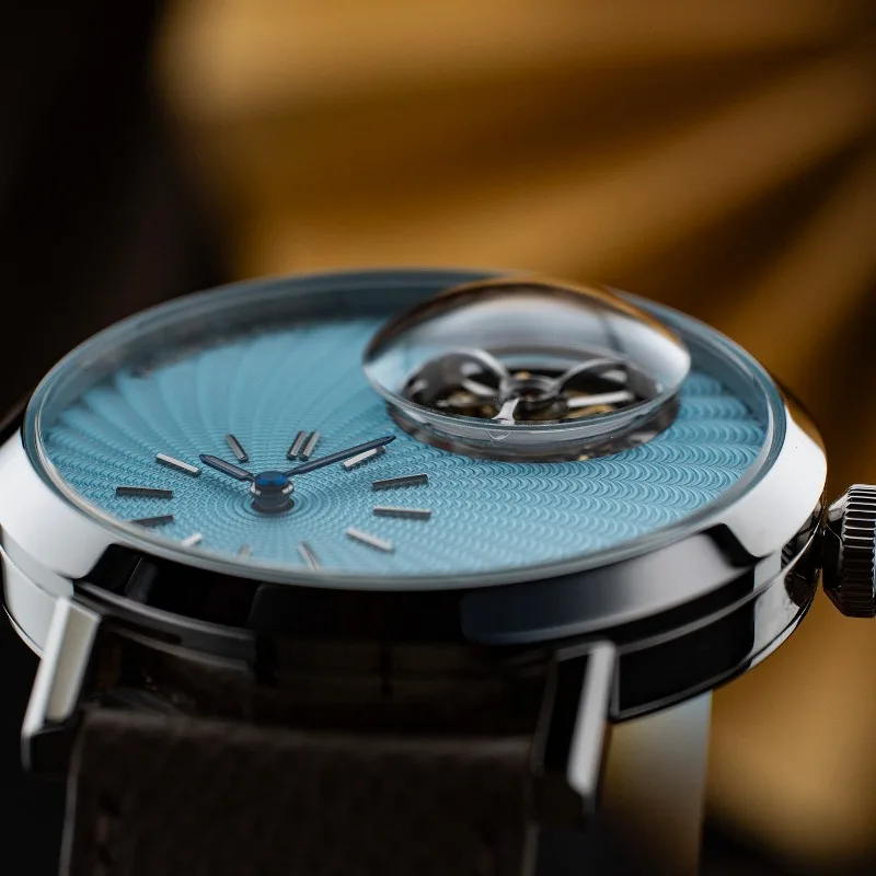 Tourbillon Mechanical Men's Watch Blue Sand Stone Lapis Lazuli Custom Floating 6340