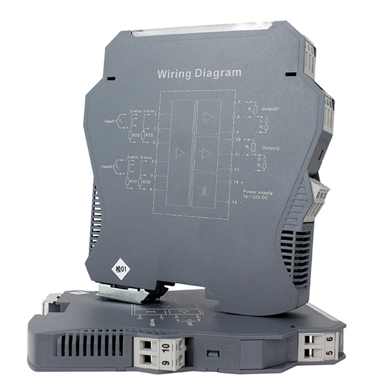 PT100 RTD Temperature Transmitter 4-20mA 35MM DIN Mounted Temperature Transducer 1 In 1 Out 200 Degree 100 Degree