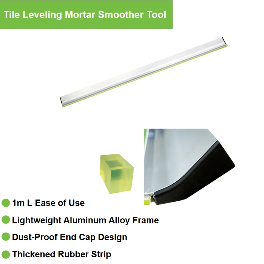 

1m/39.4 in Aluminum Smoothing Ruler for Plaster, Cement, and Tile Leveling – Flatness Check Tool with Dust-Proof Caps