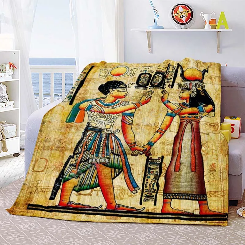 Ancient Egyptian Civilization Flannel Blanket The Ancients Daily Printed Warm Throw Blanket for Sofa Bedroom Office Plush Quilt