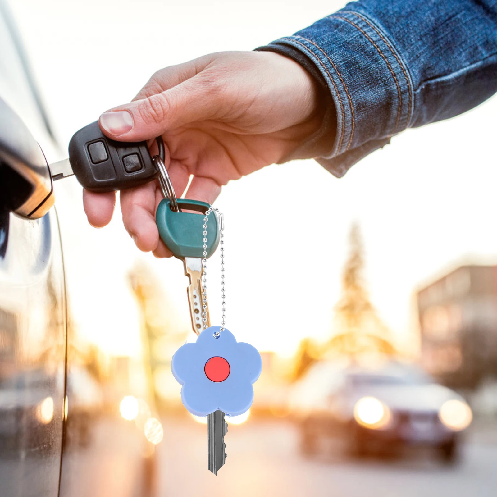 

5Pcs Cat Claw Keychain House Key Covers Caps Cute Fobs Petal Blue Purple Yellow Cartoon Silicone Protective Case