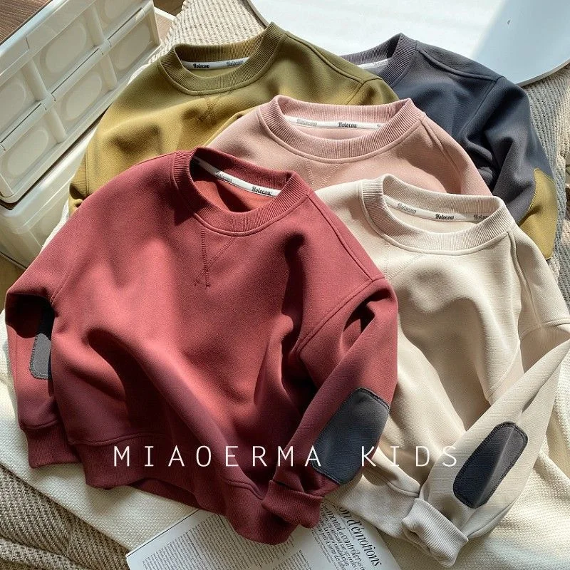 Children\'s Solid Color Hoodies New Casual Pullover Sweatshirts Boys Girls Spring Autumn Tracksuit Toddler O-Neck Clothing 2-8Y